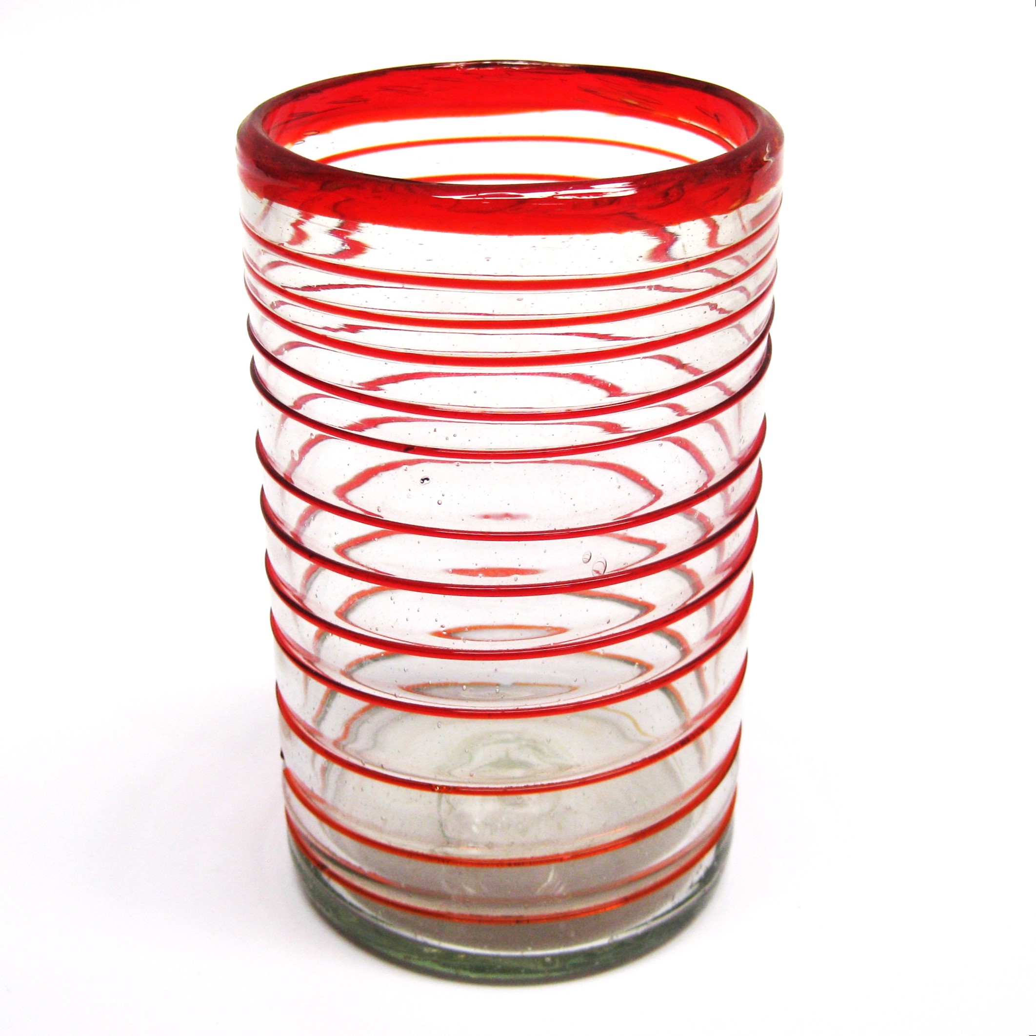 Mexican Glasses / Ruby Red Spiral 14 oz Drinking Glasses (set of 6) / These elegant glasses covered in a ruby red spiral will add a handcrafted touch to your kitchen decor.